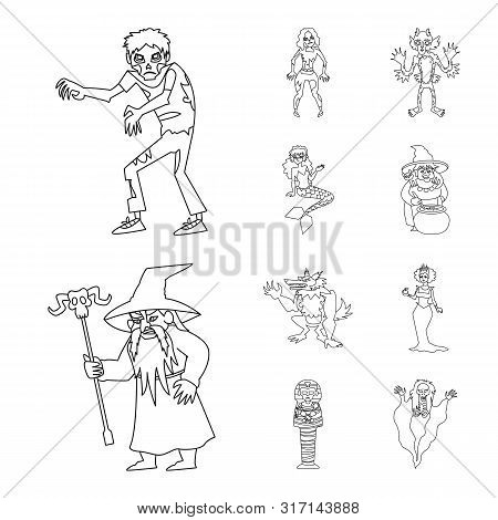 Vector Illustration Of Scary And Phantom Icon. Collection Of Scary And Horror Vector Icon For Stock.