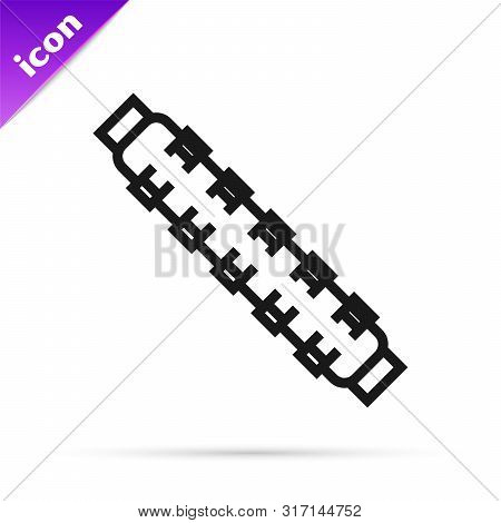 Black Line Hunting Cartridge Belt With Cartridges Icon Isolated On White Background. Bandolier Sign.