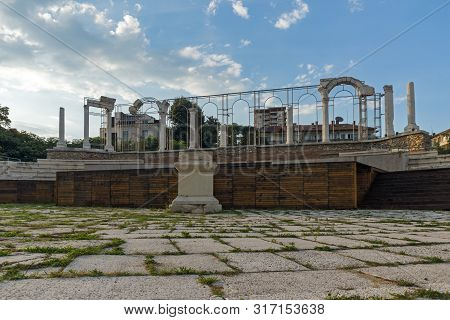 Stara Zagora, Bulgaria - August 5, 2018:  Auditorium Of The Antique Forum At Ruins Of Ancient Roman 