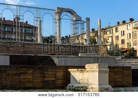 Stara Zagora, Bulgaria - August 5, 2018:  Auditorium Of The Antique Forum At Ruins Of Ancient Roman 