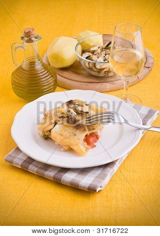 Riz pommes de terre et moules.