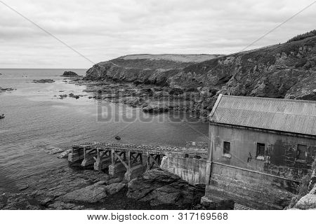 Black And White Photo Of The Old Lifeboat Station At The Lizard In Cornwall
