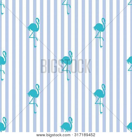 Seamless Striped Vector Tropical Pattern. Flamingo Pattern.
