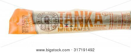 Winneconne, Wi - 4 August 2019 : A Package Of Tanka Buffalo Meat Stick On An Isolated Background