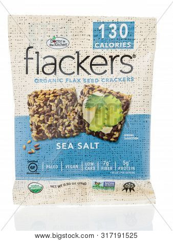 Winneconne, Wi - 4 August 2019 : A Package Of  Doctor In The Kitchen Flackers Organic Flax Seed Crac