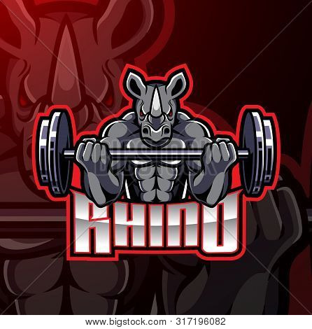Rhino Mascot Gaming Logo Design With Text