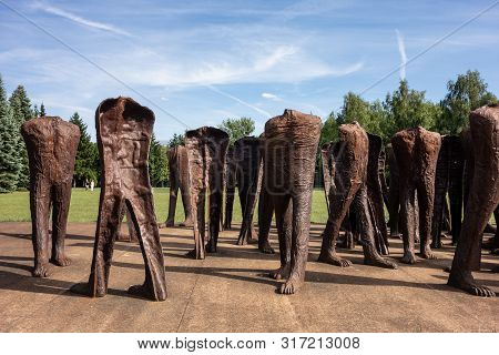 Poznan, Poland - April 13, 2018: The Artistic Monument Nierozpoznani (unrecognized) Of The Artist Ma