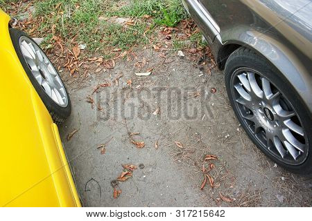 April 10, 2014. Kiev, Ukraine; Car Disks On The Background Of Asphalt. Auto Bbs Discs