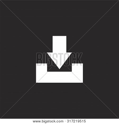 Inbox Icon. Inbox Icon Vector Flat Illustration For Graphic And Web Design Isolated On Black Backgro