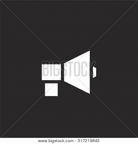 Megaphone Icon. Megaphone Icon Vector Flat Illustration For Graphic And Web Design Isolated On Black