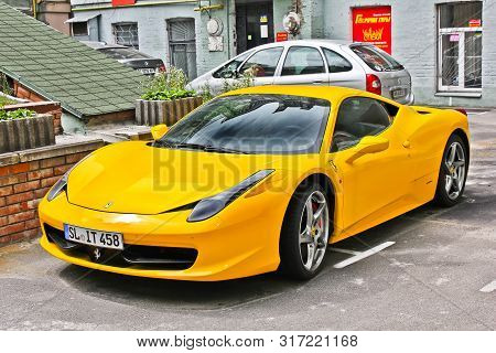 Kiev, Ukraine; April 10, 2014. Ferrari 458 Italia In The City