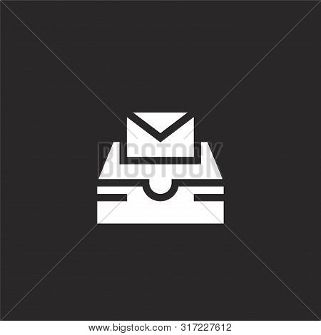 Inbox Icon. Inbox Icon Vector Flat Illustration For Graphic And Web Design Isolated On Black Backgro