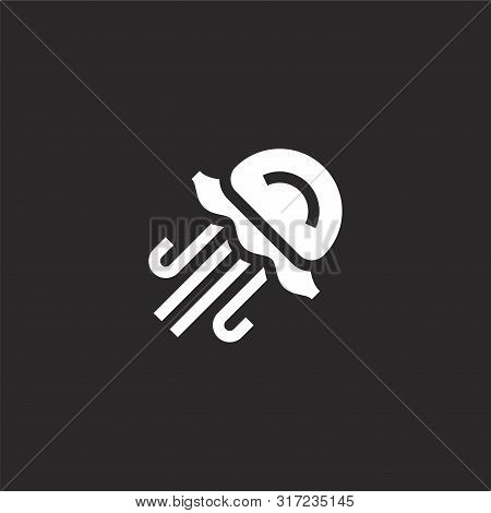 Jellyfish Icon. Jellyfish Icon Vector Flat Illustration For Graphic And Web Design Isolated On Black