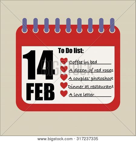 14 February To Do List Romantic Filled Up