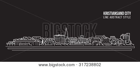 Cityscape Building Line Art Vector Illustration Design - Kristiansand City