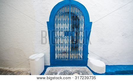 Hammamet Medina Streets With Blue Walls. Tunis, North Africa