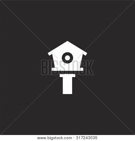 Bird House Icon. Bird House Icon Vector Flat Illustration For Graphic And Web Design Isolated On Bla