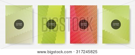 Zig Zag Lines Halftone Banner Templates Set, Vector Backgrounds For   Booklet Covers. Vivid Zig Zag 