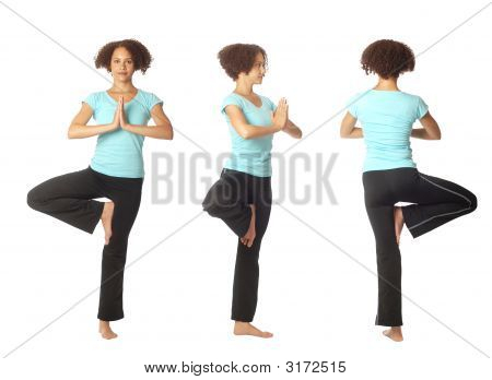 Drie weergaven van een Yoga-Pose