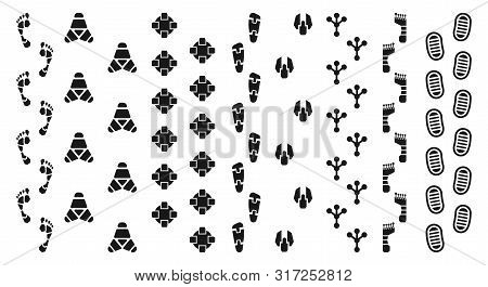 Robot Footprints Tracks, Humanoids Or Bipedal Walking Machine Footprints Icons And Trails, Android O