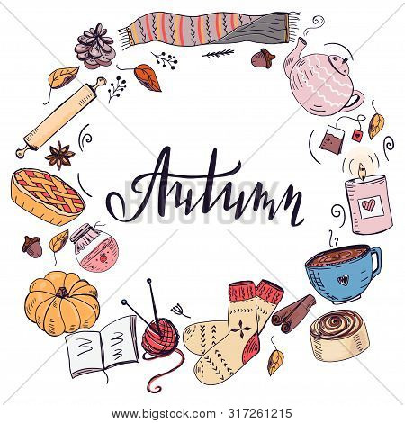 Autumn Frame Template With Hand Drawn Cozy Elements