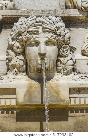 Detail From Fountain At Esplanade Charles-de-gaulle In Nimes, France