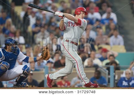 LOS ANGELES - AUG 8: Philadelphia Phillies 2B Chase Utley #26 během hry MLB na srpen 2011 8 d