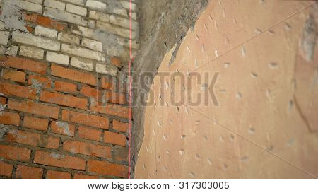 Repair, Expose The Laser Level On The Wall. Level The Walls With A Laser Level. Installation Of New 