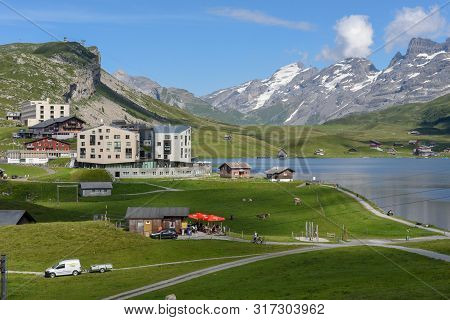 Mountain Village Of Melchsee-frutt In The Swiss Alps