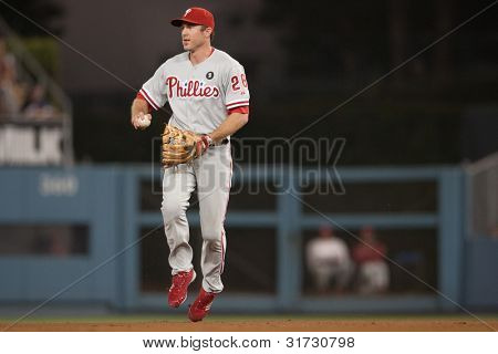 LOS ANGELES - AUG 8: Philadelphia Phillies 2B Chase Utley #26 během hry MLB na srpen 2011 8 d