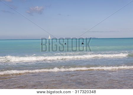 Surfers - Rosignano (near Vada), White Beach In Italy, Toscany.
