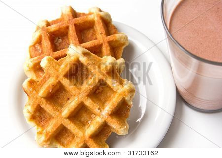 Glass Of Cacao And Cookies On White Background