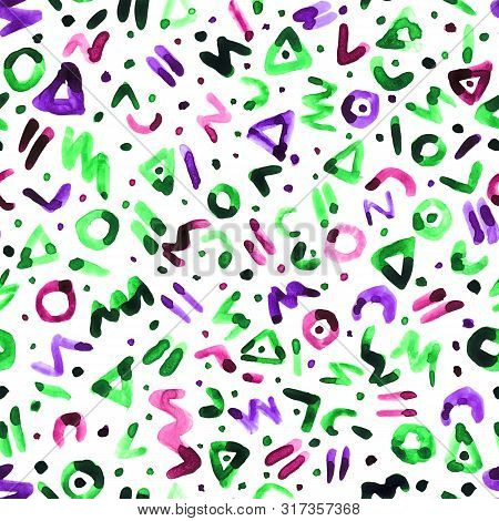 Hand Drawn Seamless Pattern, Abstract Watercolor Background, Trendy Repeat