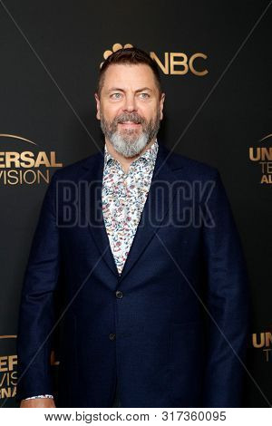 LOS ANGELES - AUG 13:  Nick Offerman at the NBC And Universal EMMY Nominee Celebration at the Tesse Restaurant on August 13, 2019 in West Hollywood, CA
