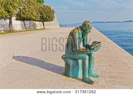 Zadar, Croatia - April 29, 2018: Famous Spiridon Brusina Monument At Promenade Obala Kralja Petra Kr