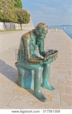 Zadar, Croatia - April 29, 2018: Famous Spiridon Brusina Monument At Promenade Obala Kralja Petra Kr