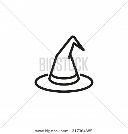 Conical Hat Line Icon. Headwear, Wizard, Accessory. Witchcraft Concept. Can Be Used For Topics Like 