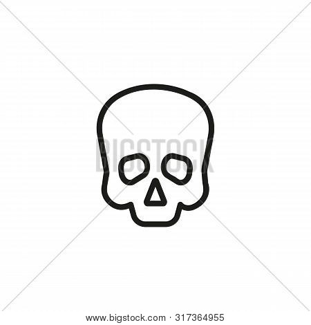 Human Skull Line Icon. Death, Head, Funeral. Murder Concept. Can Be Used For Topics Like Mortality, 