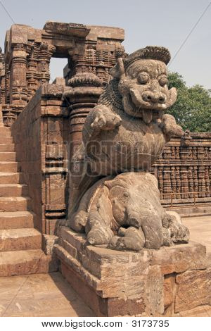 Løven Statue bevogtning Konark Temple