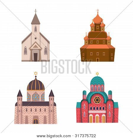 Vector Design Of Religion And Building Symbol. Set Of Religion And Faith Stock Symbol For Web.