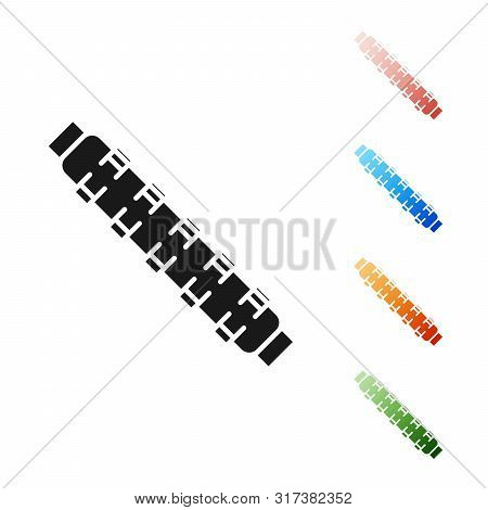 Black Hunting Cartridge Belt With Cartridges Icon Isolated On White Background. Bandolier Sign. Hunt