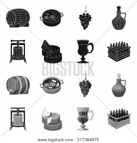 Vector Design Of Farm And Vineyard Symbol. Collection Of Farm And Product Stock Symbol For Web.