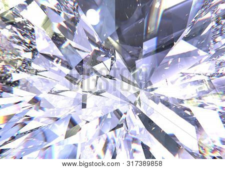 Realistic Diamond Texture Close Up. Blue Gem