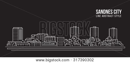 Cityscape Building Line Art Vector Illustration Design - Sandnes City