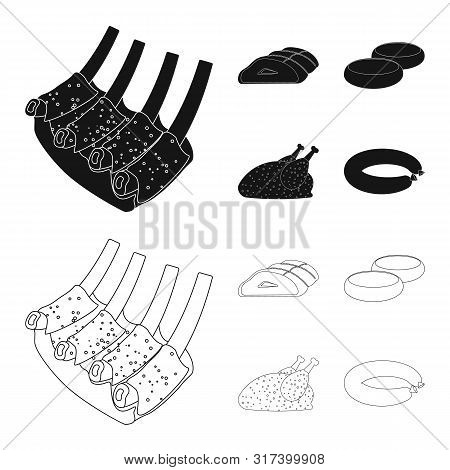 Vector Design Of Meat And Ham Sign. Collection Of Meat And Cooking Vector Icon For Stock.