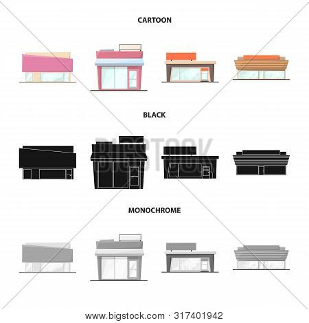Vector Illustration Of Boutique And Construction Symbol. Set Of Boutique And Cityscape Stock Vector 