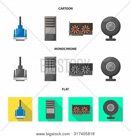 Vector Illustration Of Accessories And Device Symbol. Set Of Accessories And Electronics Stock Symbo