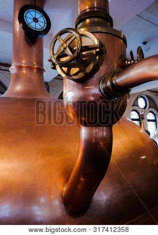 Vat And Pipe Valve System And Equipment At A Brewery For Making Beer