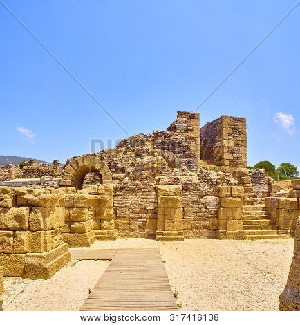 Parascaenium Of The Roman Theatre Of The Baelo Claudia Archaeological Site. Tarifa, Cadiz. Andalusia