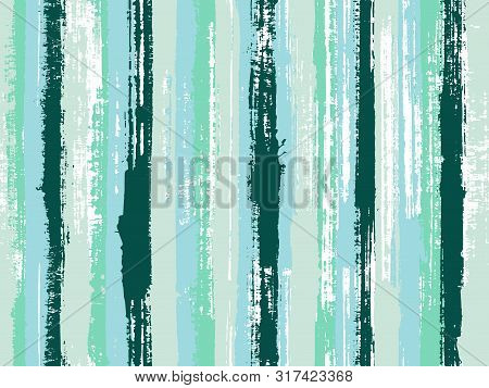 Watercolor Strips Seamless Vector Background. Sloopy Gouache Vertical Lines Vector Pattern. Striped 